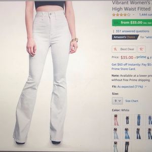 High Waisted Flare White Pant